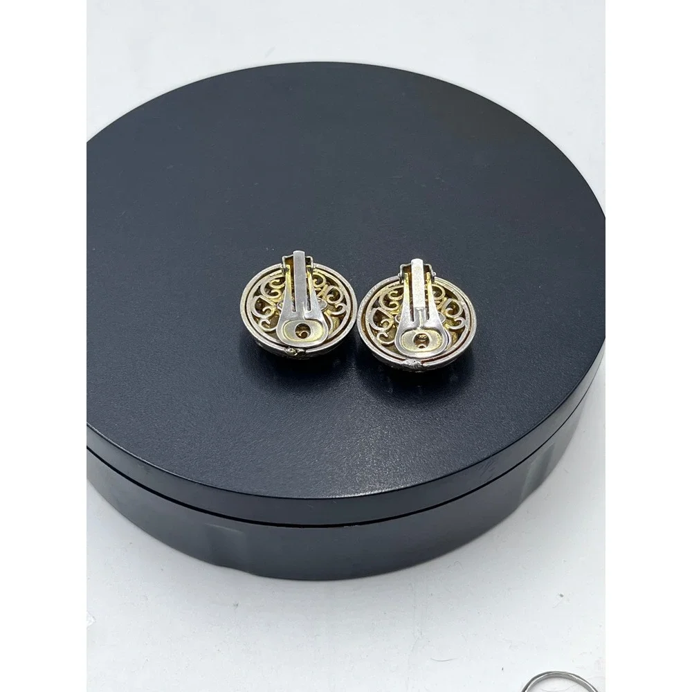 Chanel by Rubecanel of Paris Logo Clip On Goldtone Murano Glass Earrings